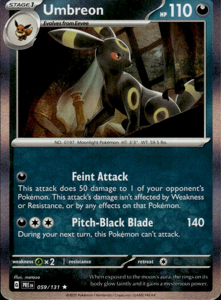 Umbreon 059/131 Holo Rare Prismatic Evolutions Pokemon Lightly Played
