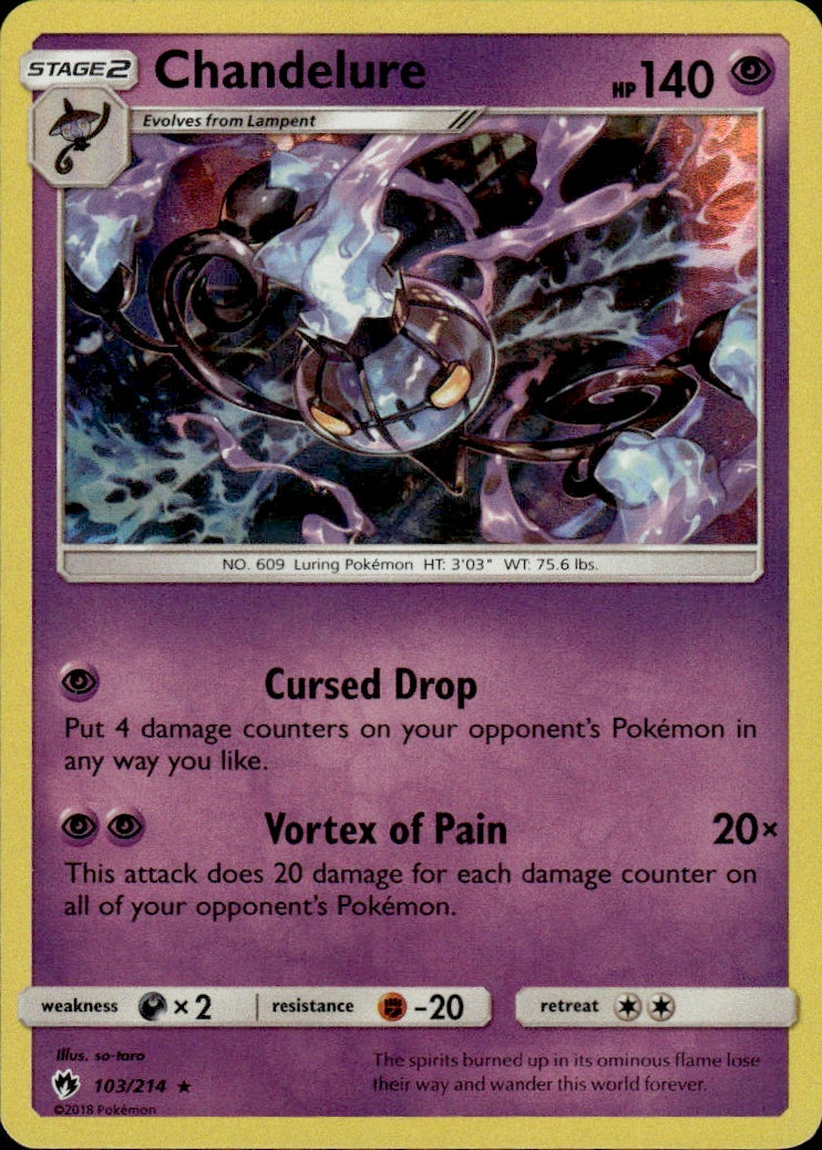 Chandelure 103/214 Holo Rare Lost Thunder Pokemon Lightly Played