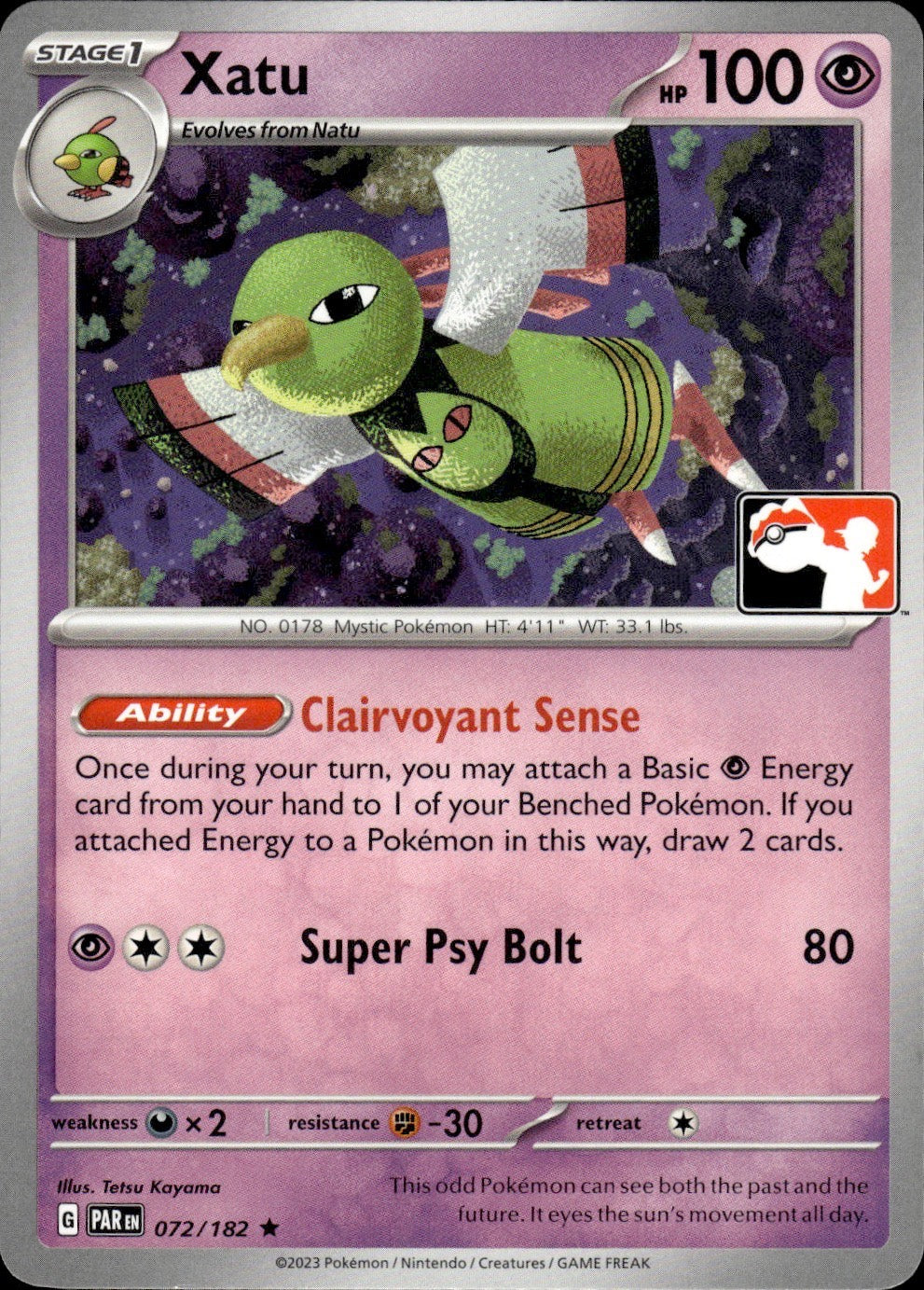 Xatu 072/182 Rare Prize Pack Series Cards Pokemon Near Mint