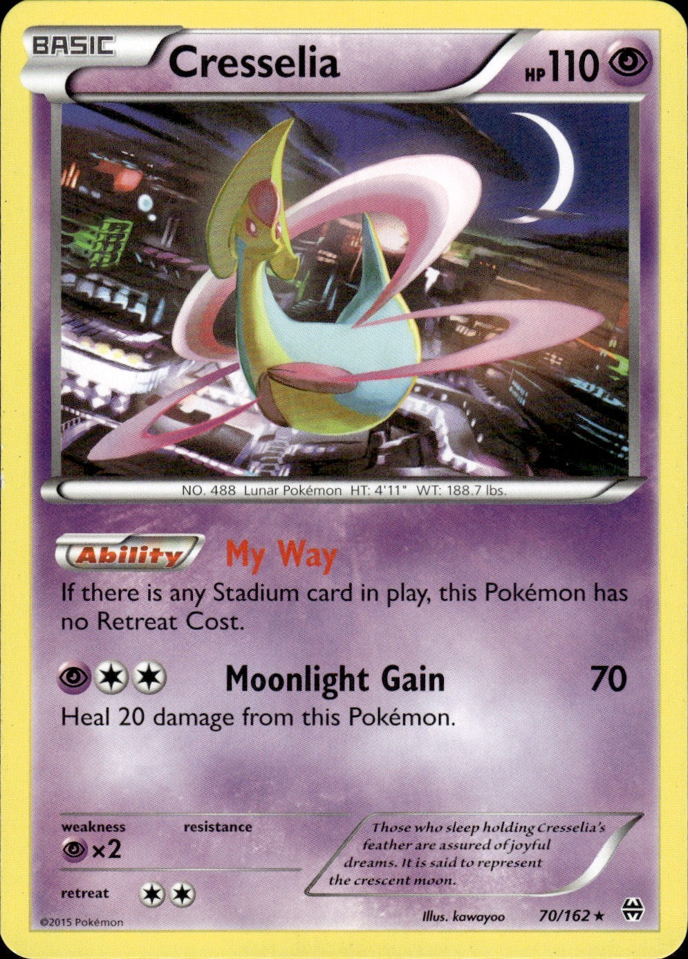 Cresselia 70/162 Rare BREAKthrough Pokemon Lightly Played