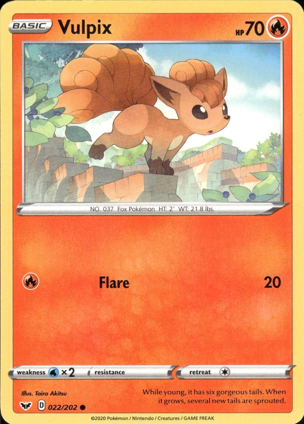Vulpix 022/202 Common Sword & Shield Pokemon Lightly Played