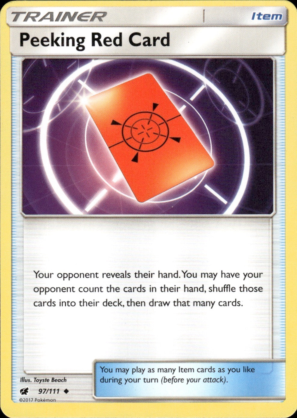 Peeking Red Card 97/111 Uncommon Crimson Invasion Pokemon Lightly Played