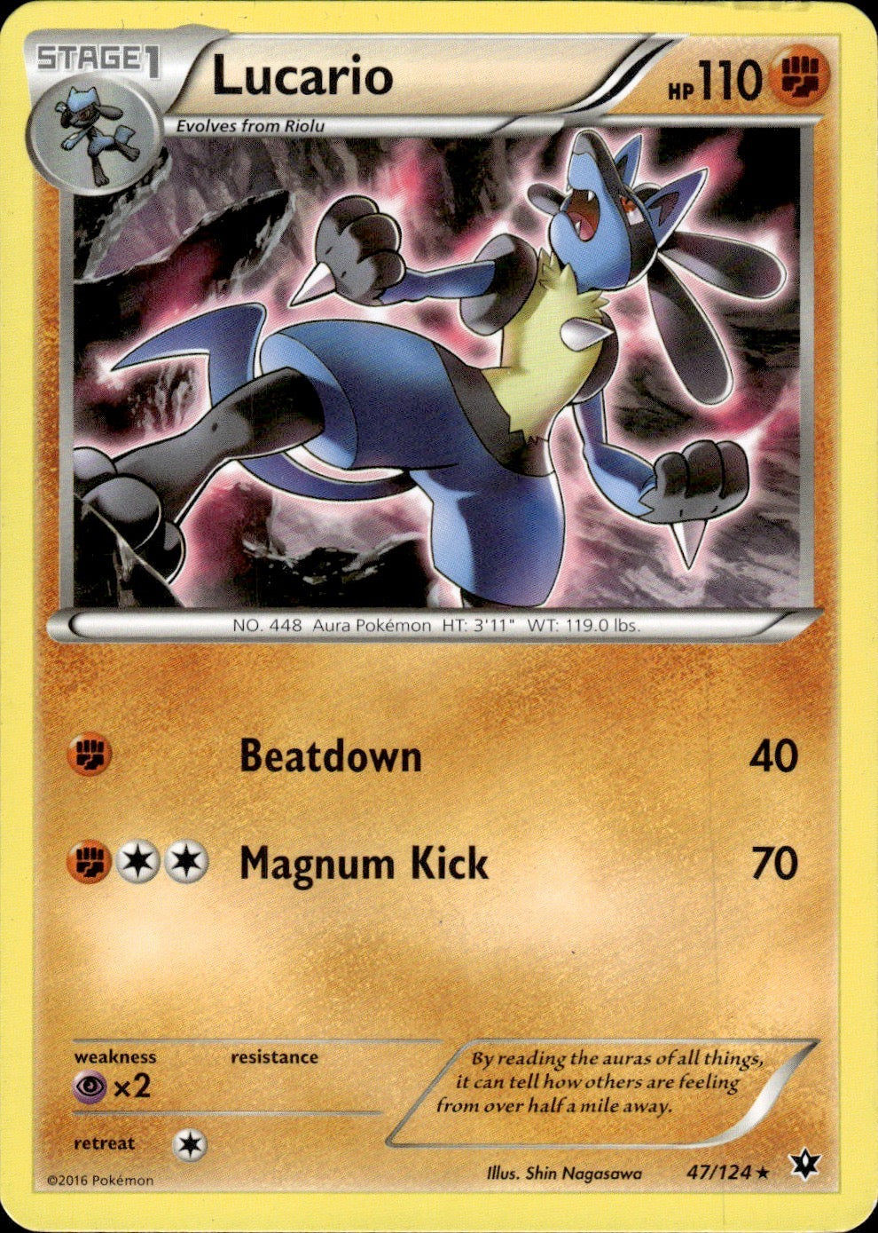 Lucario 47/124 Rare Fates Collide Pokemon Lightly Played
