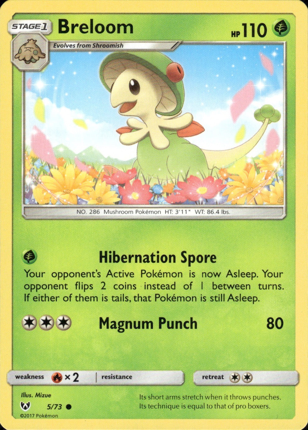 Breloom 5/73 Common Shining Legends Pokemon Lightly Played