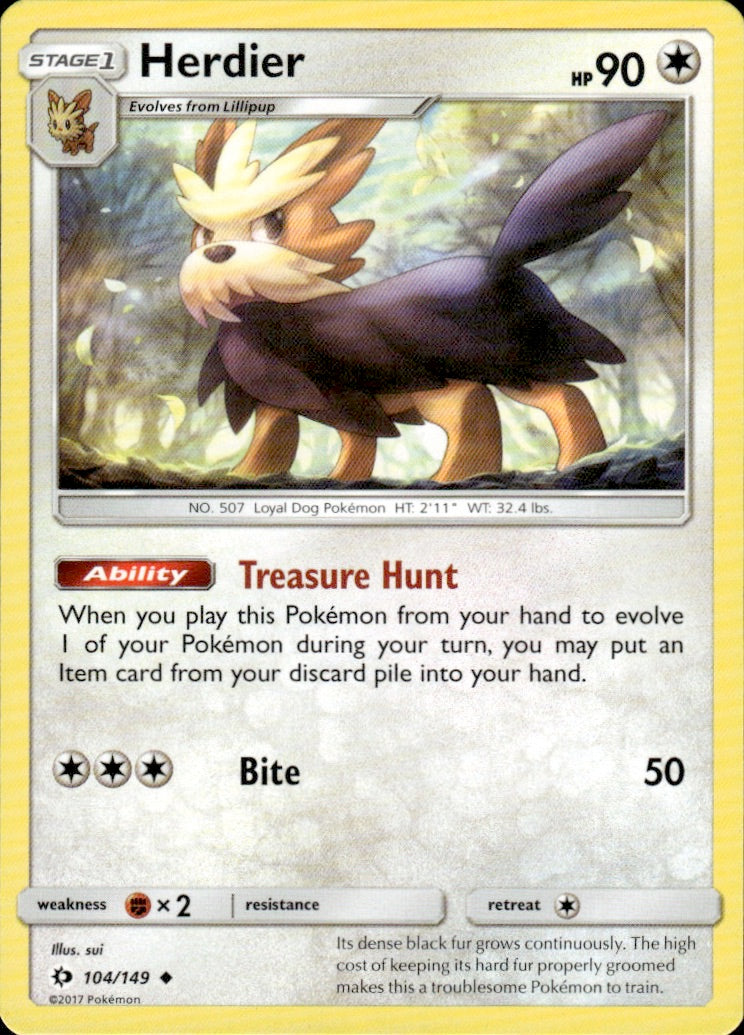 Herdier 104/149 Uncommon SM Base Set Pokemon Lightly Played