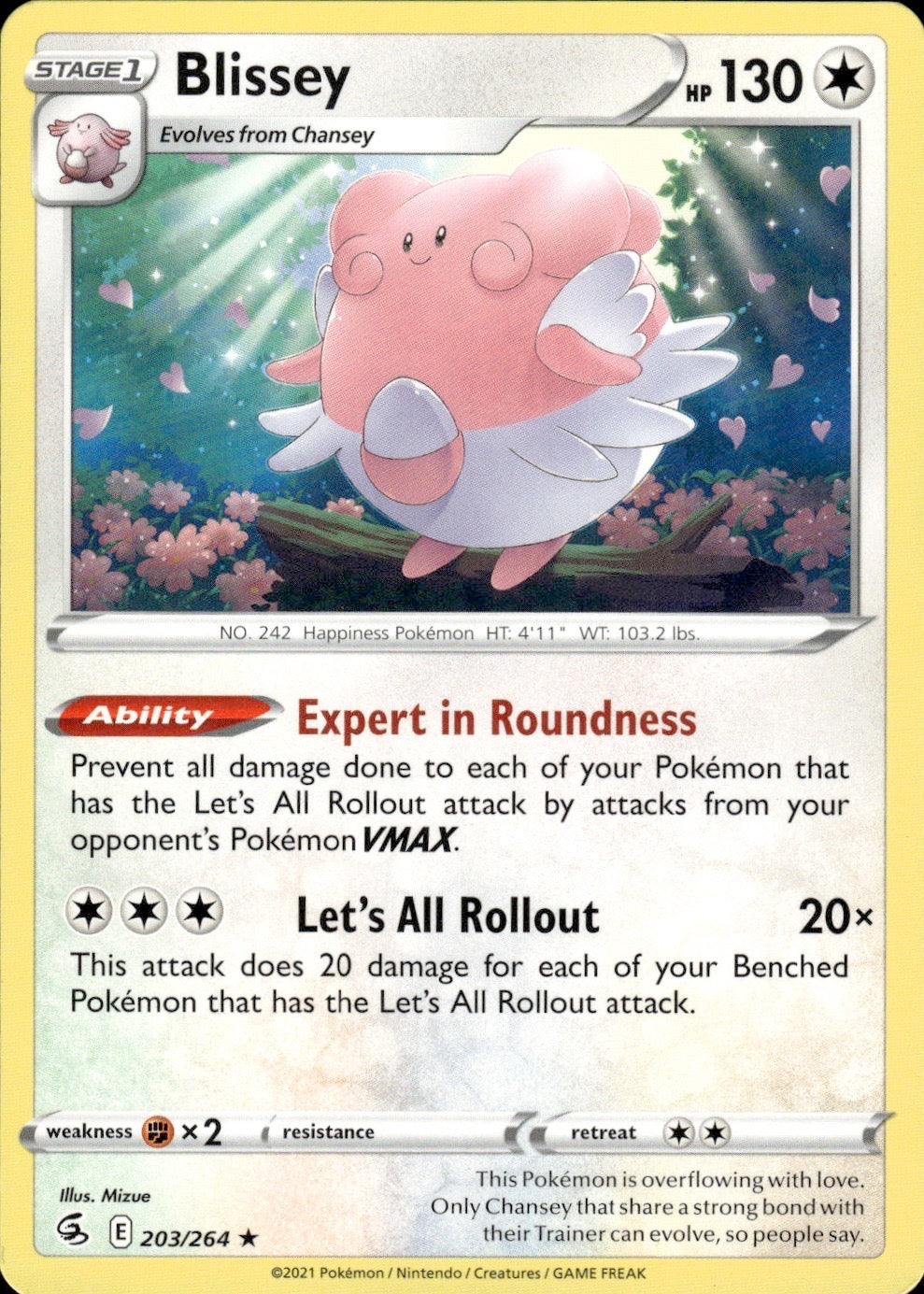 Blissey 203/264 Rare Fusion Strike Pokemon Lightly Played