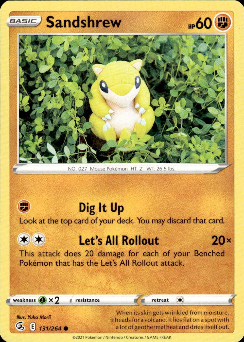 Sandshrew 131/264 Common Fusion Strike Pokemon Lightly Played
