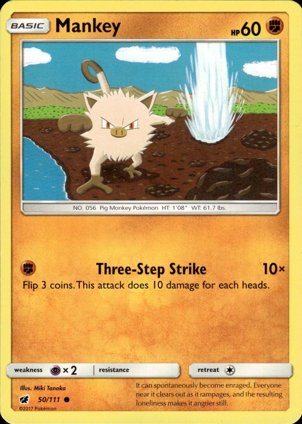 Mankey 50/111 Common Crimson Invasion Pokemon Lightly Played