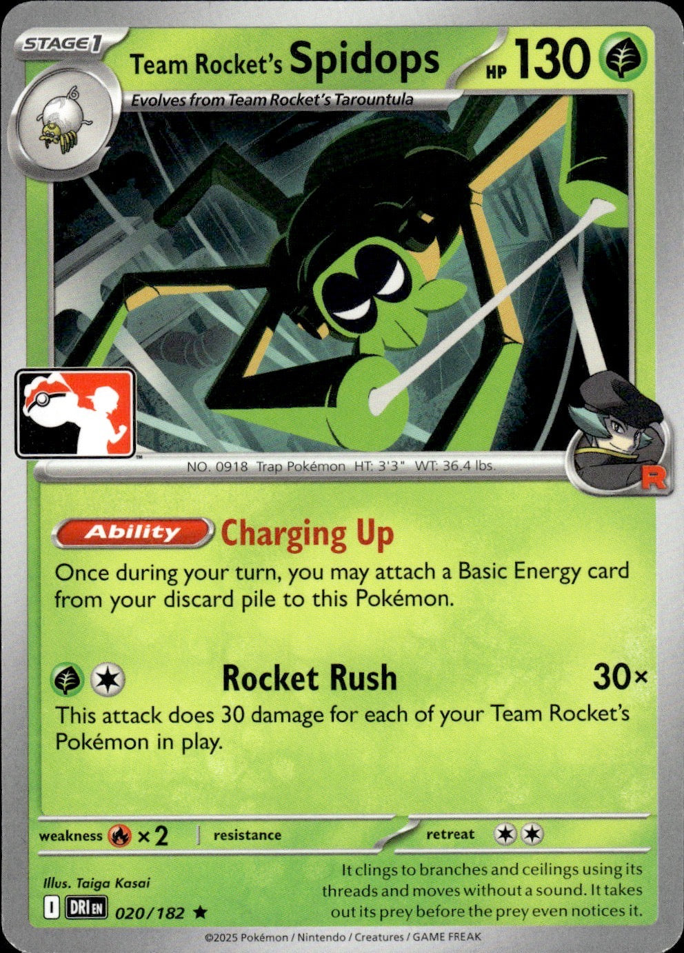 Team Rocket's Spidops 020/182 Rare Prize Pack Series Cards Pokemon Near Mint