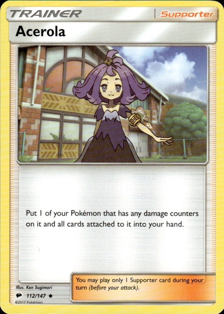 Acerola 112/147 Uncommon Burning Shadows Pokemon Lightly Played