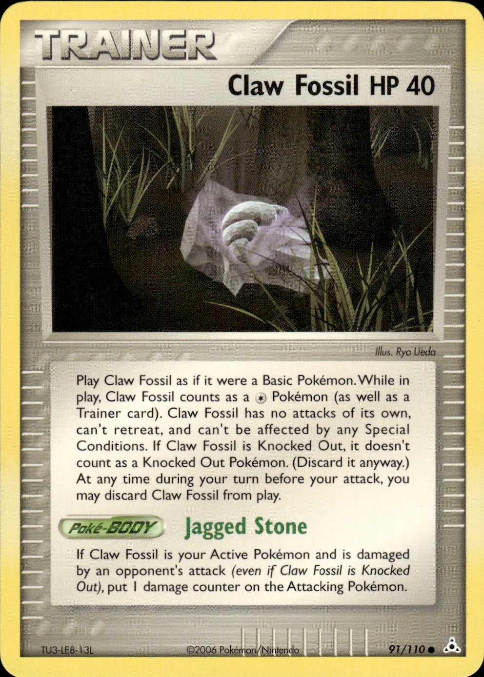 Claw Fossil 91/110 Common Holon Phantoms Pokemon Lightly Played