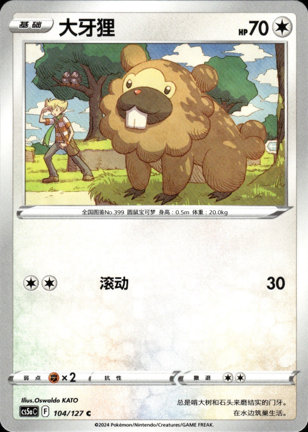 Bidoof 104/127 Brave Stars - Charm Pokemon Chinese Near Mint