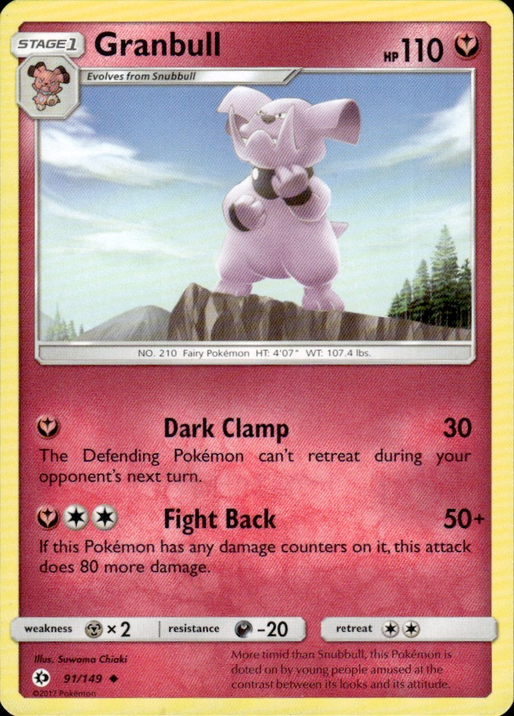 Granbull 91/149 Uncommon SM Base Set Pokemon Lightly Played