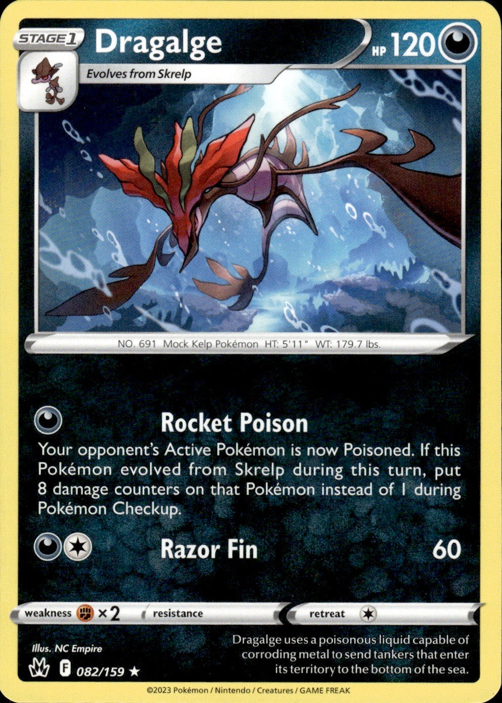 Dragalge 082/159 Rare Crown Zenith Pokemon Lightly Played