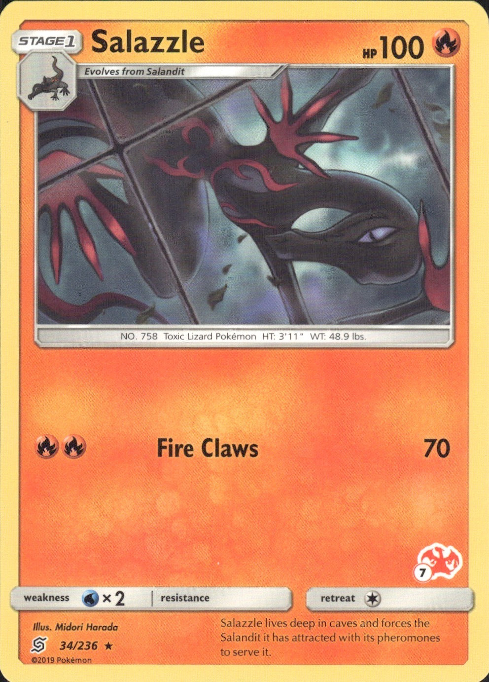Salazzle - 34/236 (#7 Charizard Stamped) 034/236 Promo Battle Academy Pokemon LP