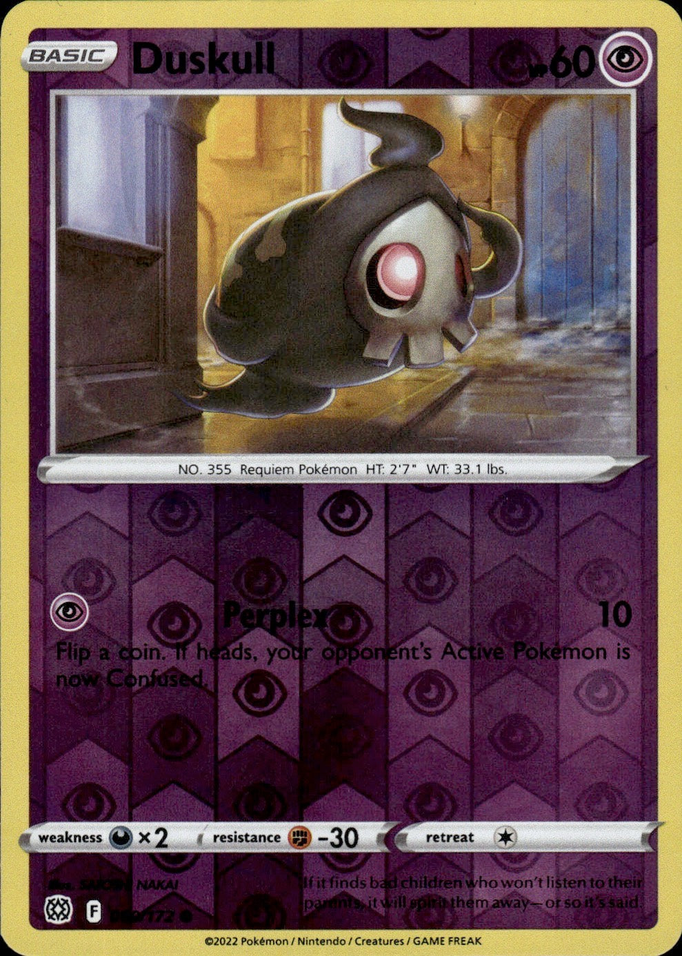 Duskull 060/172 Common Brilliant Stars Pokemon Reverse Holo Lightly Played