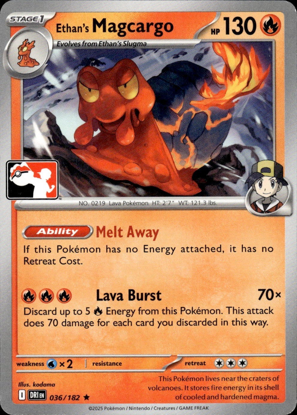 Ethan's Magcargo 036/182 Rare Prize Pack Series Cards Pokemon Near Mint