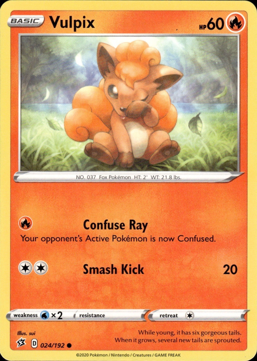 Vulpix 024/192 Common Rebel Clash Pokemon Lightly Played