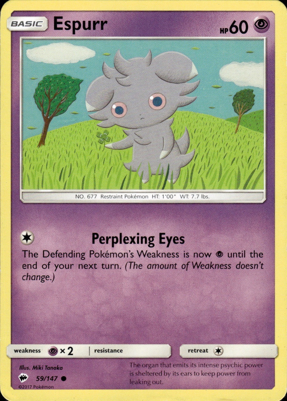 Espurr 59/147 Common Burning Shadows Pokemon Lightly Played