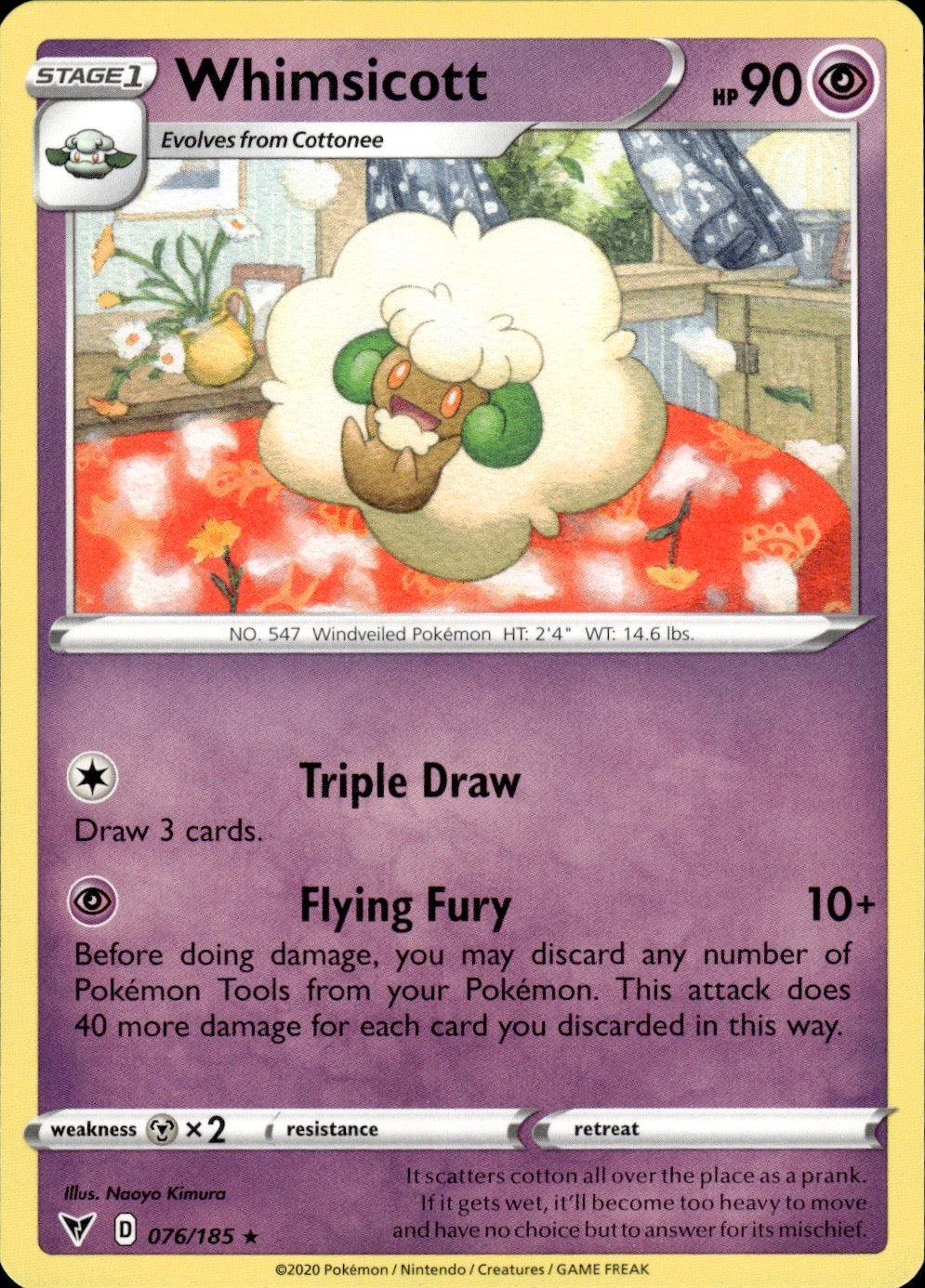 Whimsicott 076/185 Rare Vivid Voltage Pokemon Lightly Played