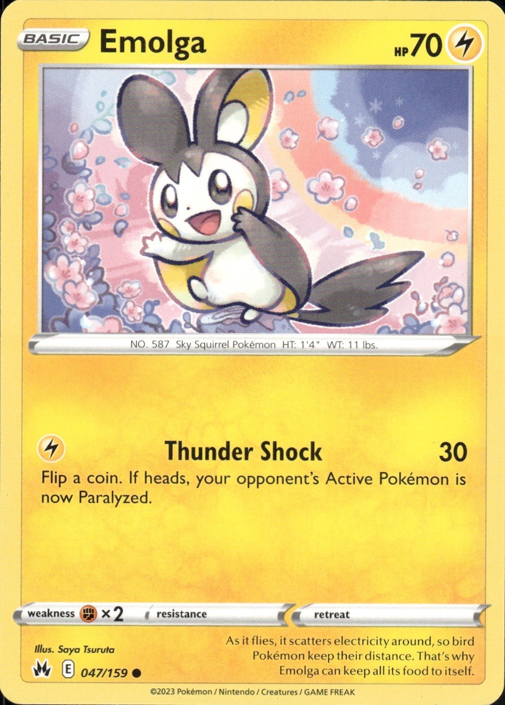 Emolga 047/159 Common Crown Zenith Pokemon Lightly Played