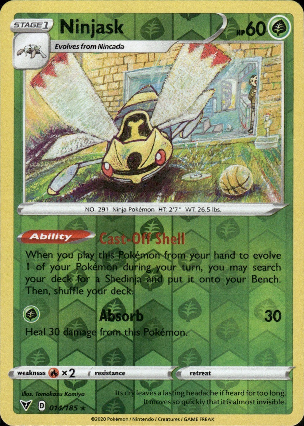 Ninjask 014/185 Rare Vivid Voltage Pokemon Reverse Holo Lightly Played