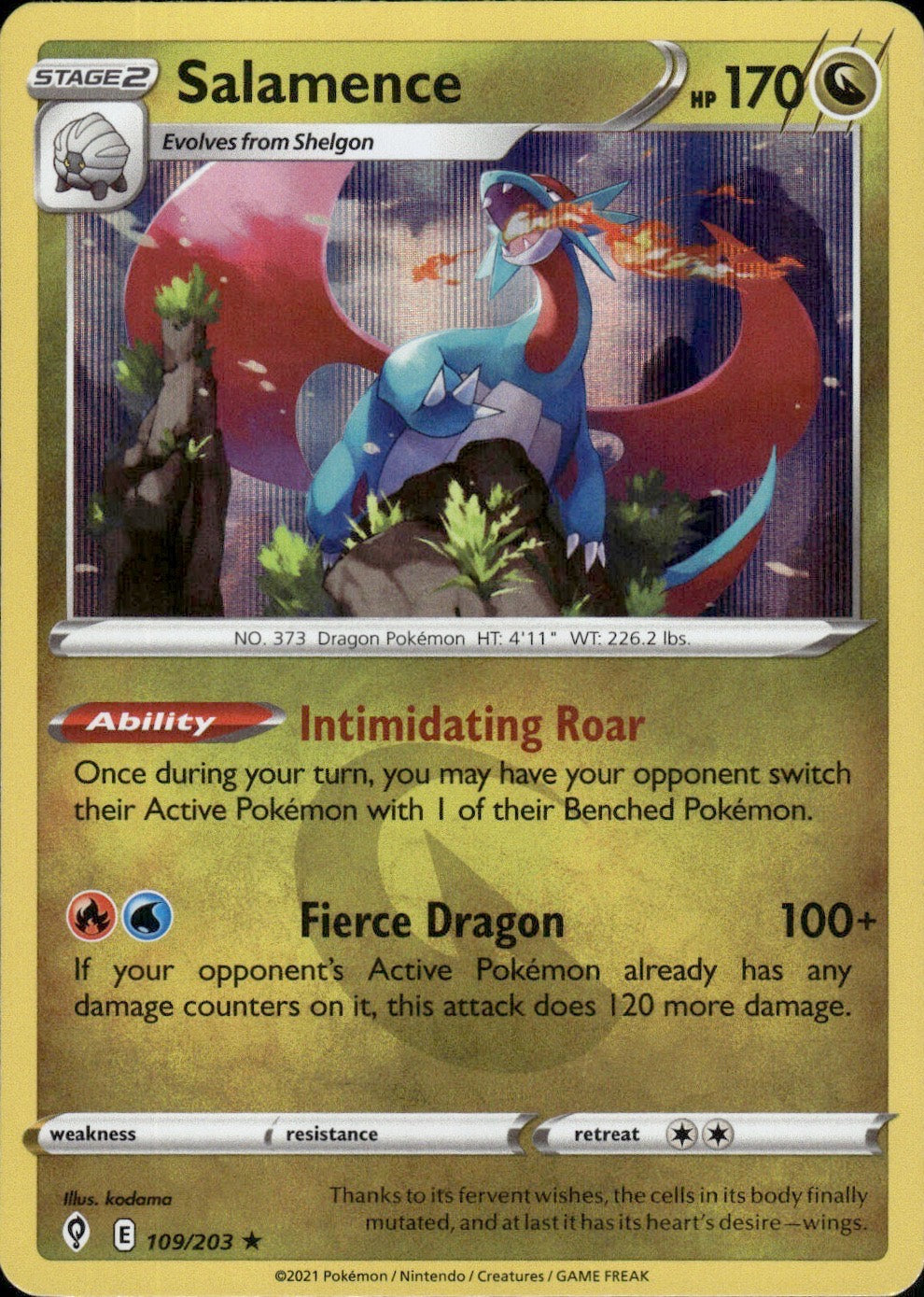 Salamence 109/203 Holo Rare Evolving Skies Pokemon Lightly Played