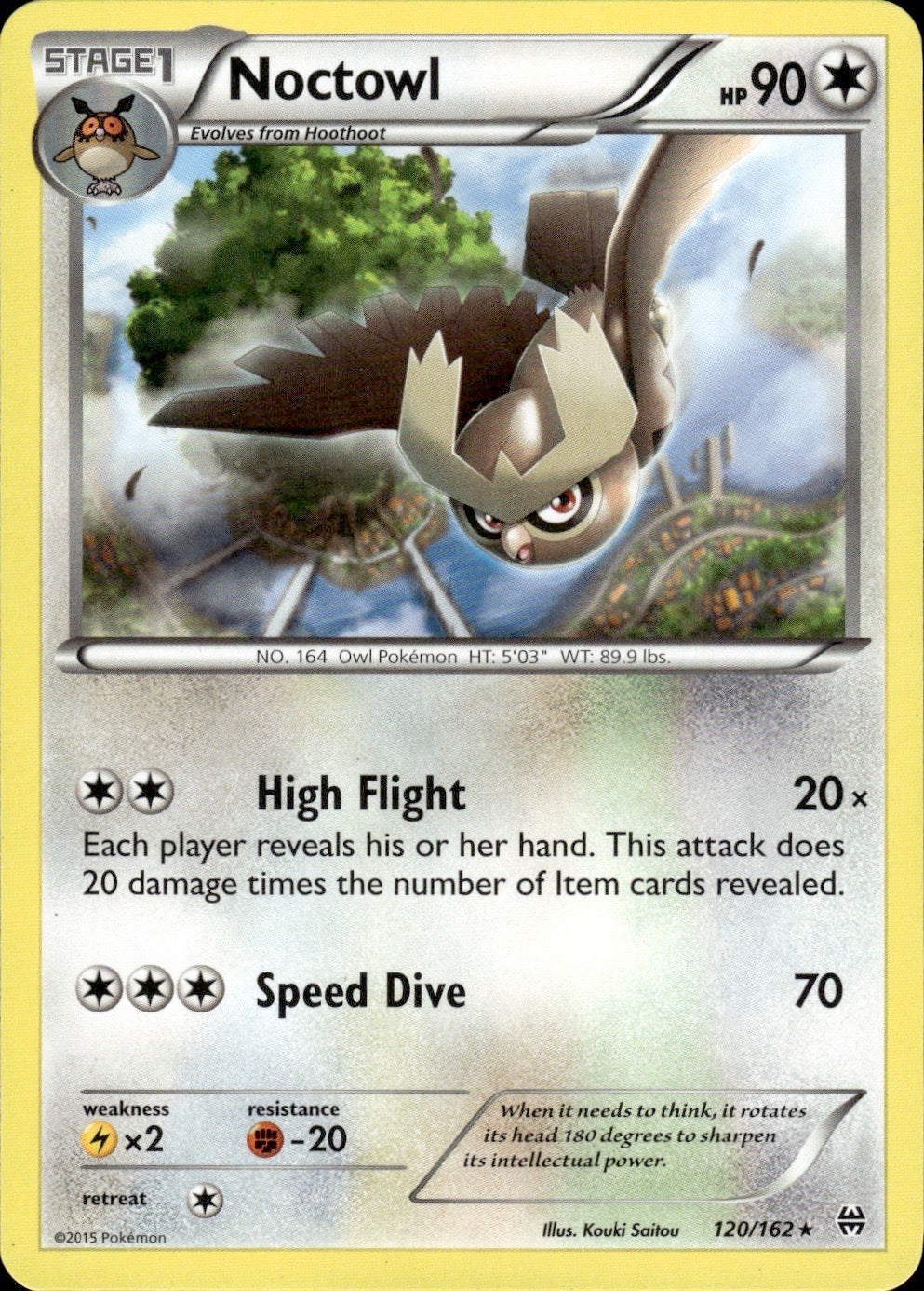 Noctowl 120/162 Rare BREAKthrough Pokemon Lightly Played