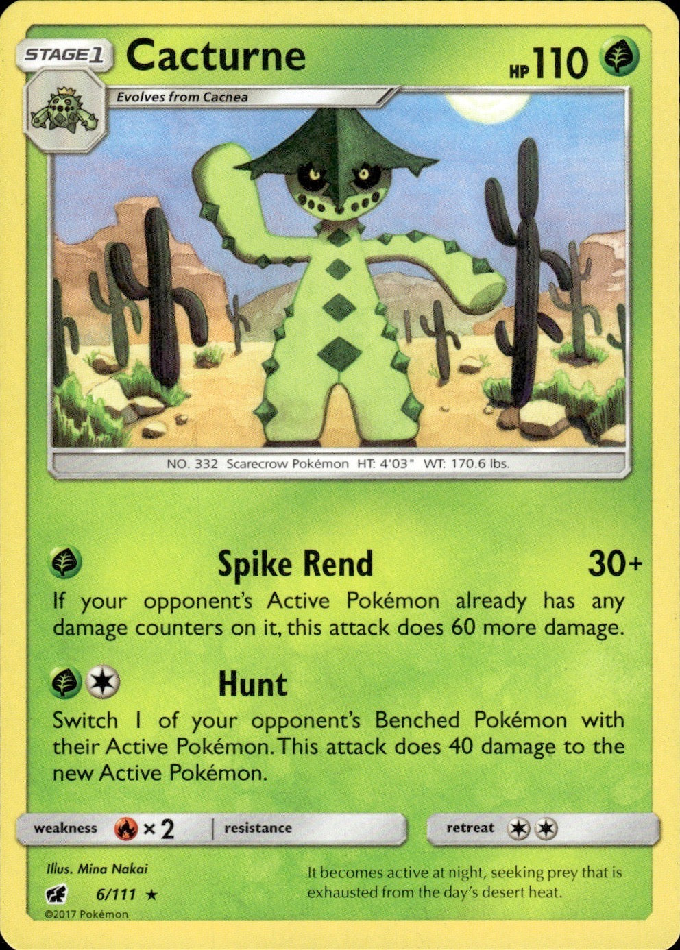 Cacturne 6/111 Rare Crimson Invasion Pokemon Lightly Played