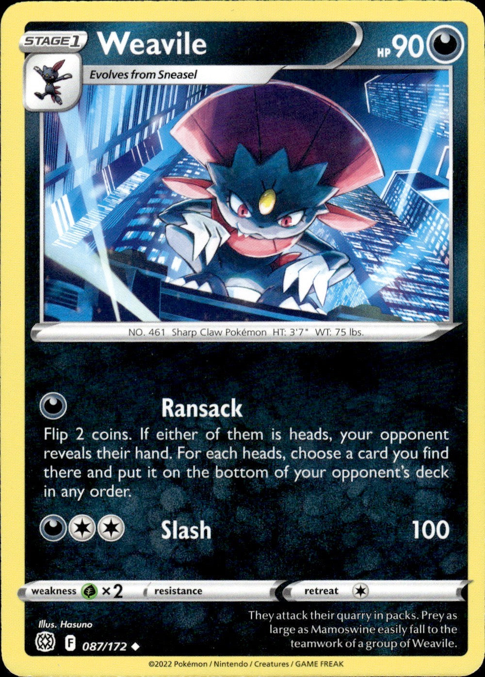 Weavile 087/172 Uncommon Brilliant Stars Pokemon Lightly Played