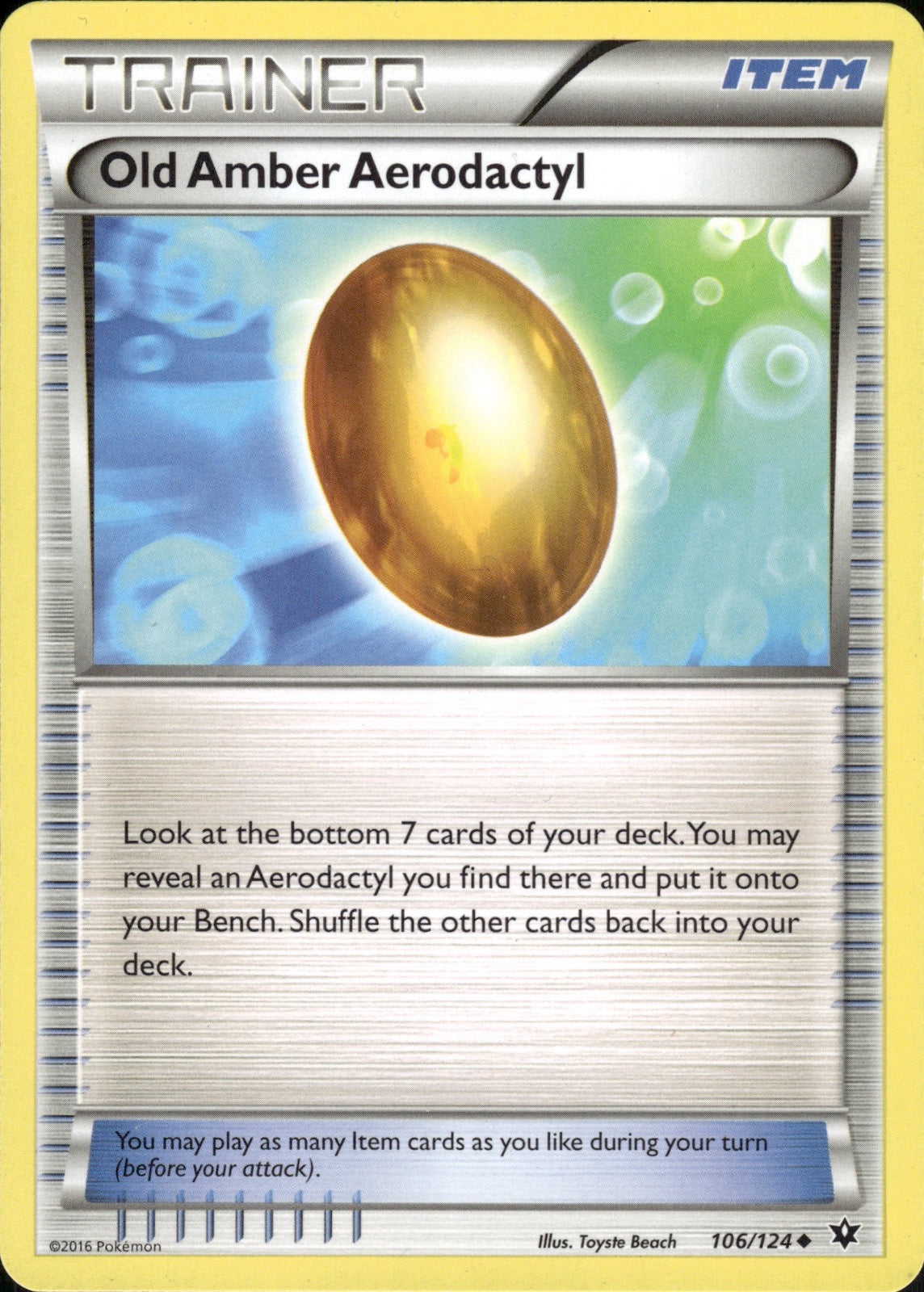 Old Amber Aerodactyl 106/124 Uncommon Fates Collide Pokemon Lightly Played
