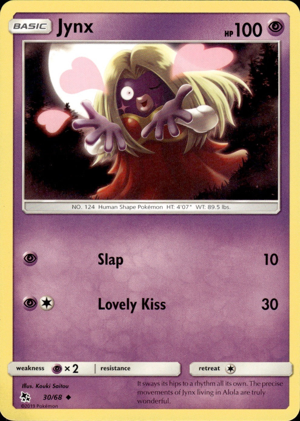 Jynx 30/68 Uncommon Hidden Fates Pokemon Lightly Played