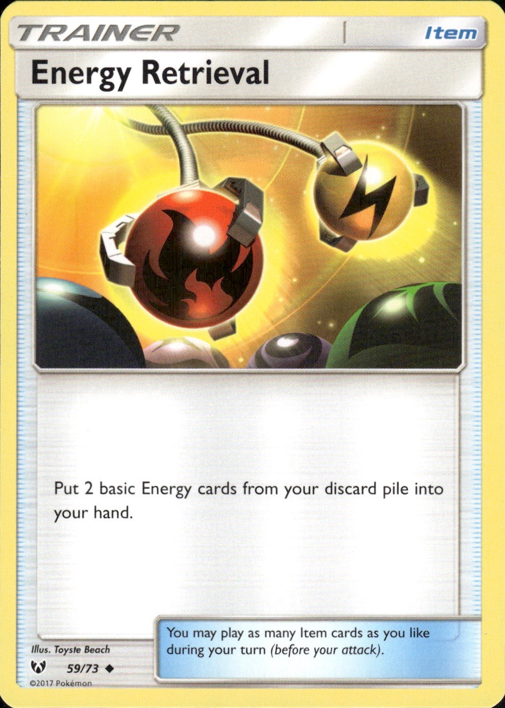 Energy Retrieval 59/73 Uncommon Shining Legends Pokemon Lightly Played