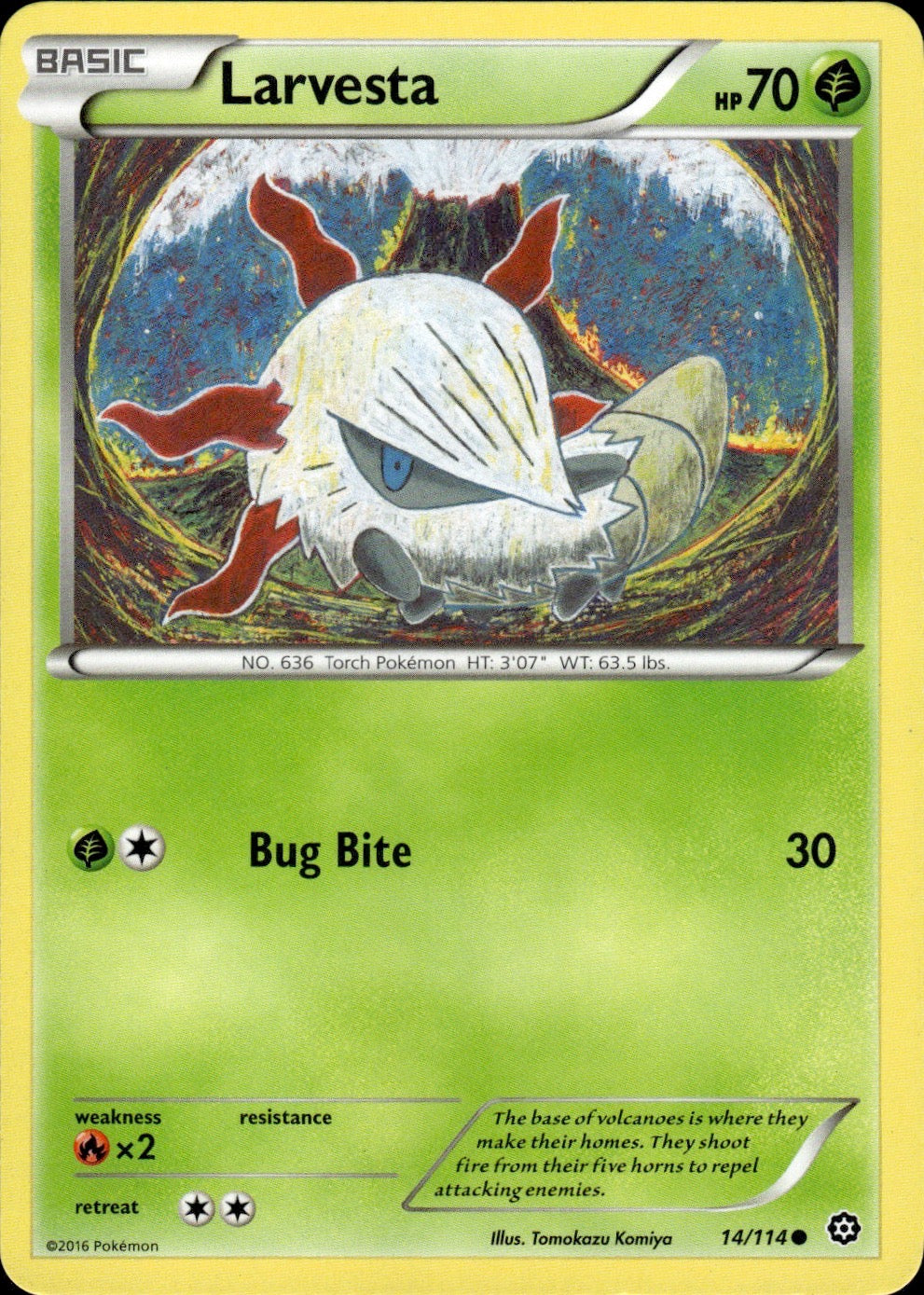 Larvesta 14/114 Common Steam Siege Pokemon Lightly Played
