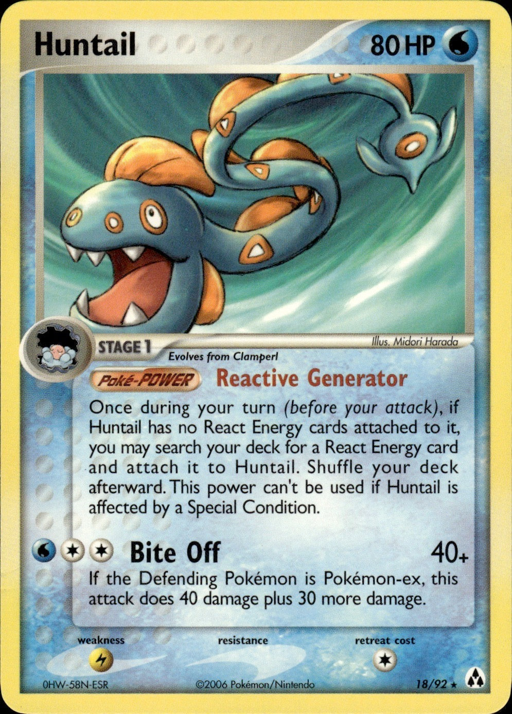 Huntail 18/92 Rare Legend Maker Pokemon Lightly Played