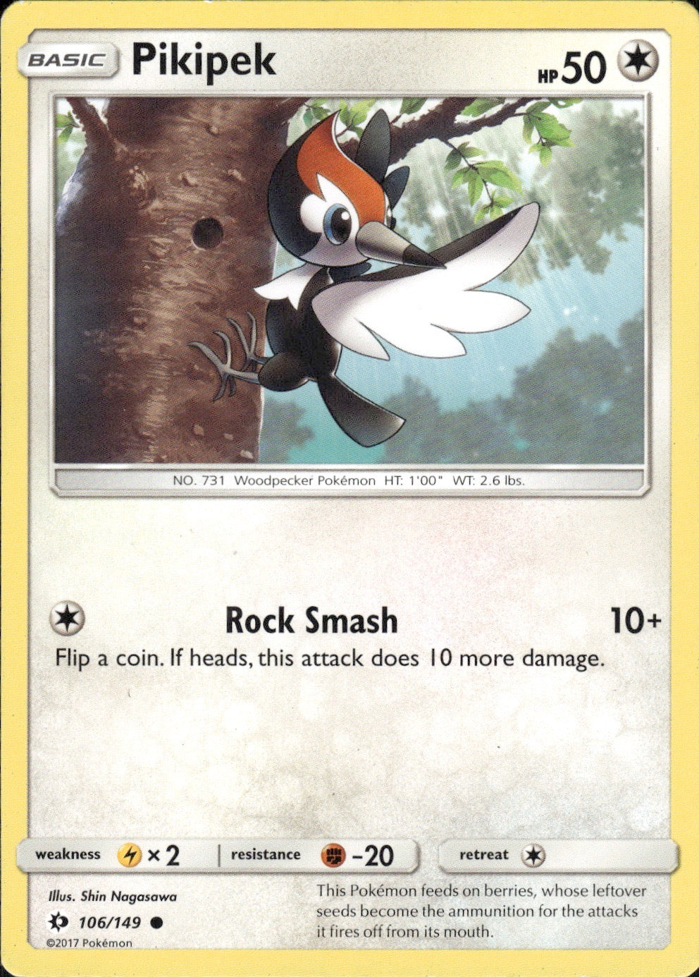 Pikipek 106/149 Common SM Base Set Pokemon Lightly Played