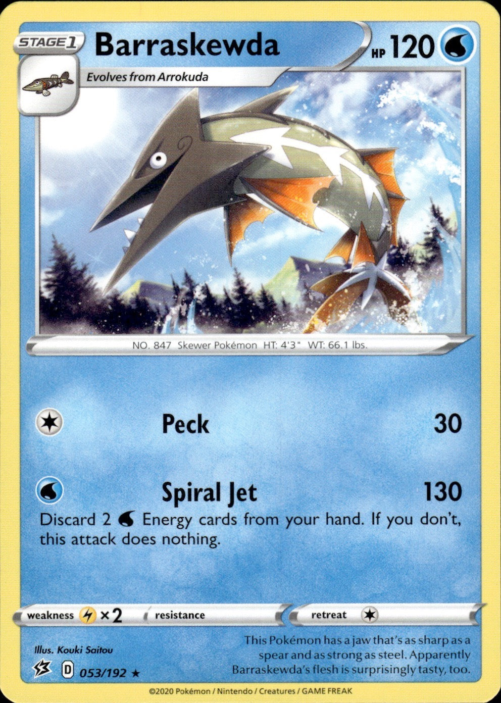 Barraskewda 053/192 Rare Rebel Clash Pokemon Lightly Played