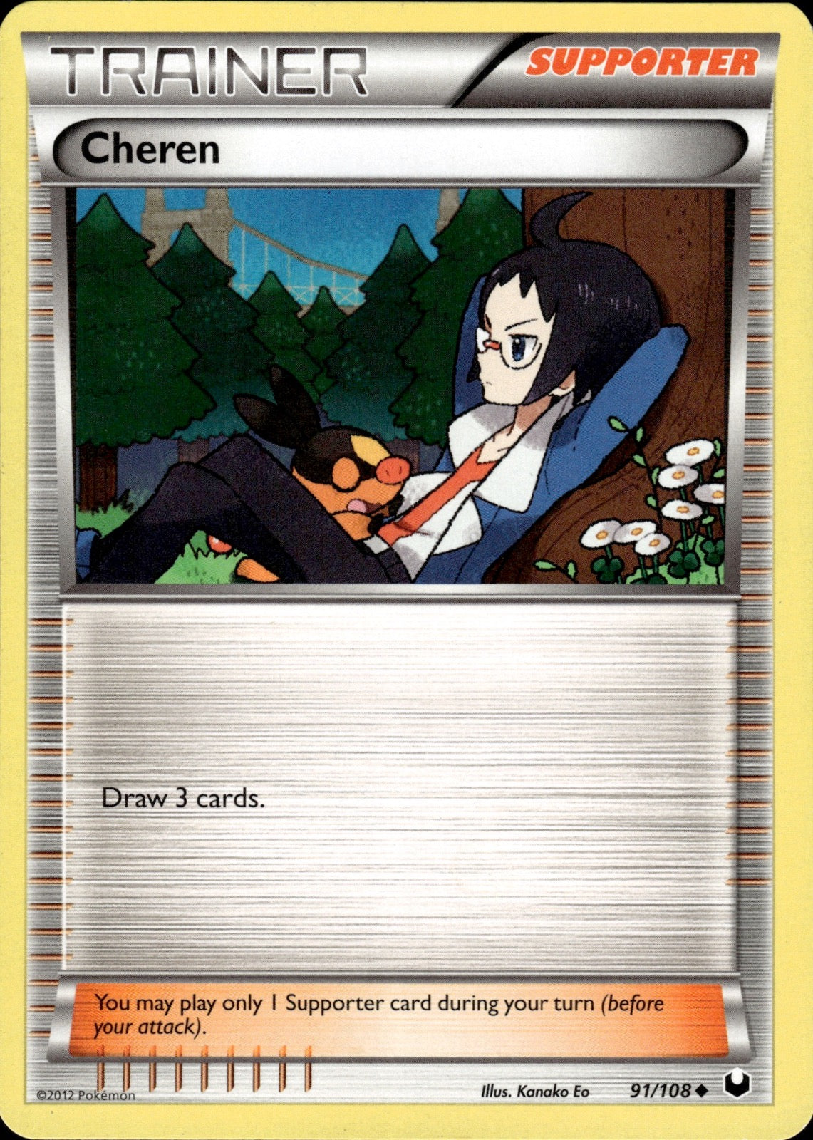 Cheren 91/108 Uncommon Dark Explorers Pokemon Lightly Played