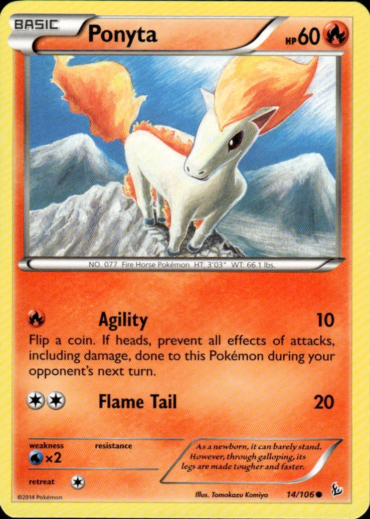 Ponyta 14/106 Common Flashfire Pokemon Lightly Played