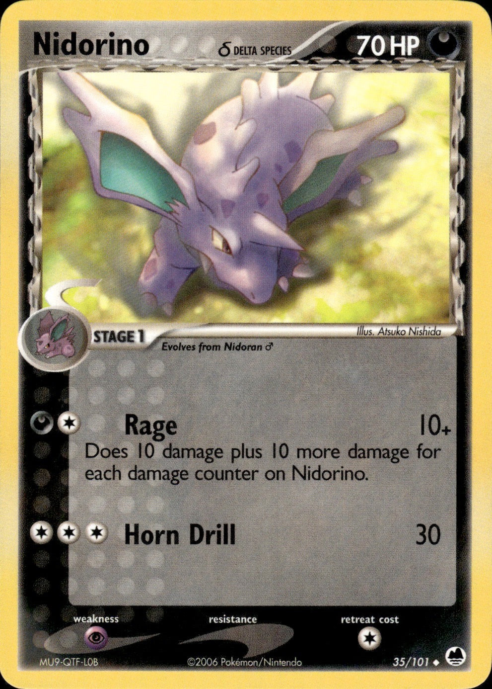 Nidorino 35/101 Uncommon Dragon Frontiers Pokemon Lightly Played