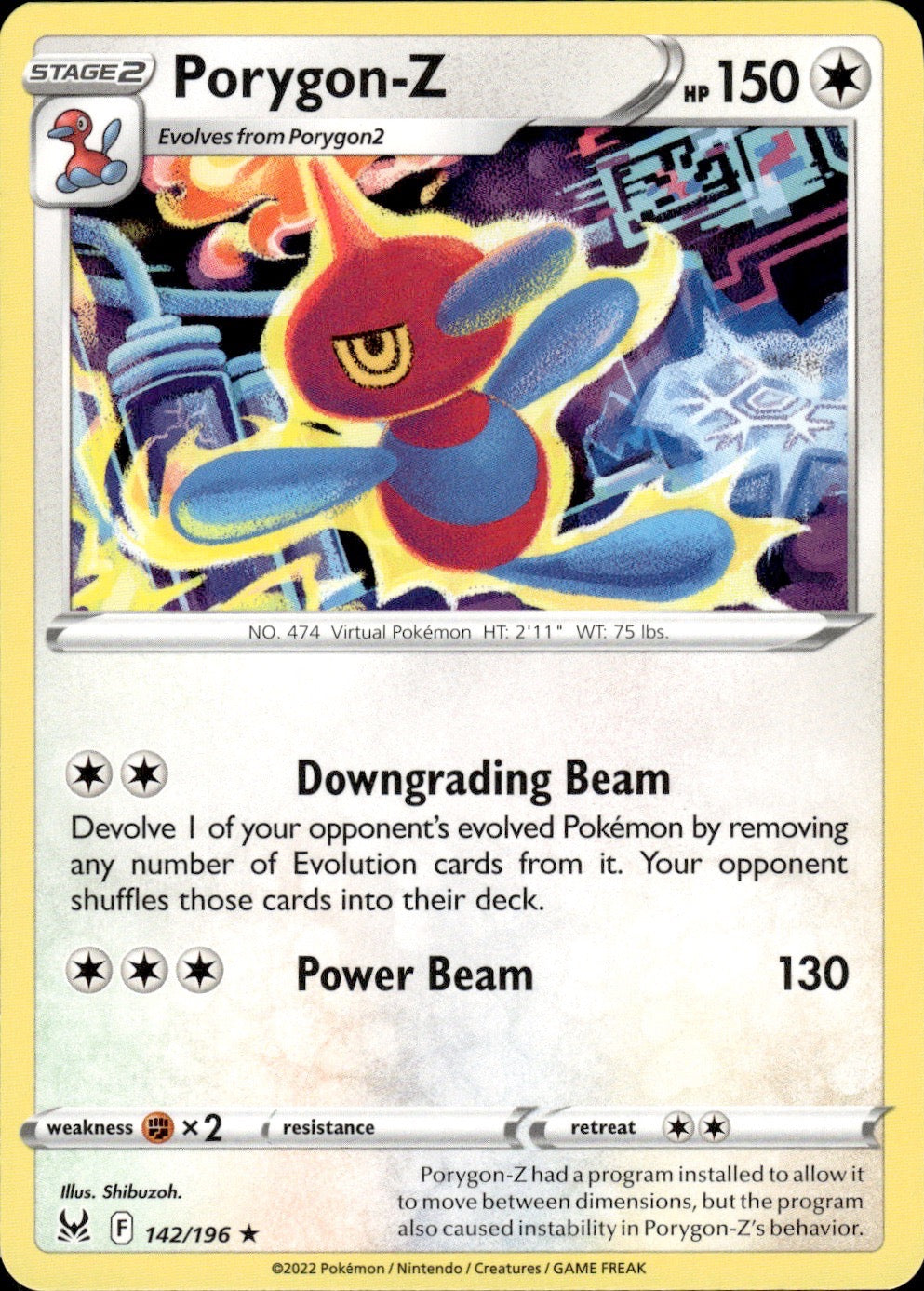 Porygon-Z 142/196 Rare Lost Origin Pokemon Lightly Played
