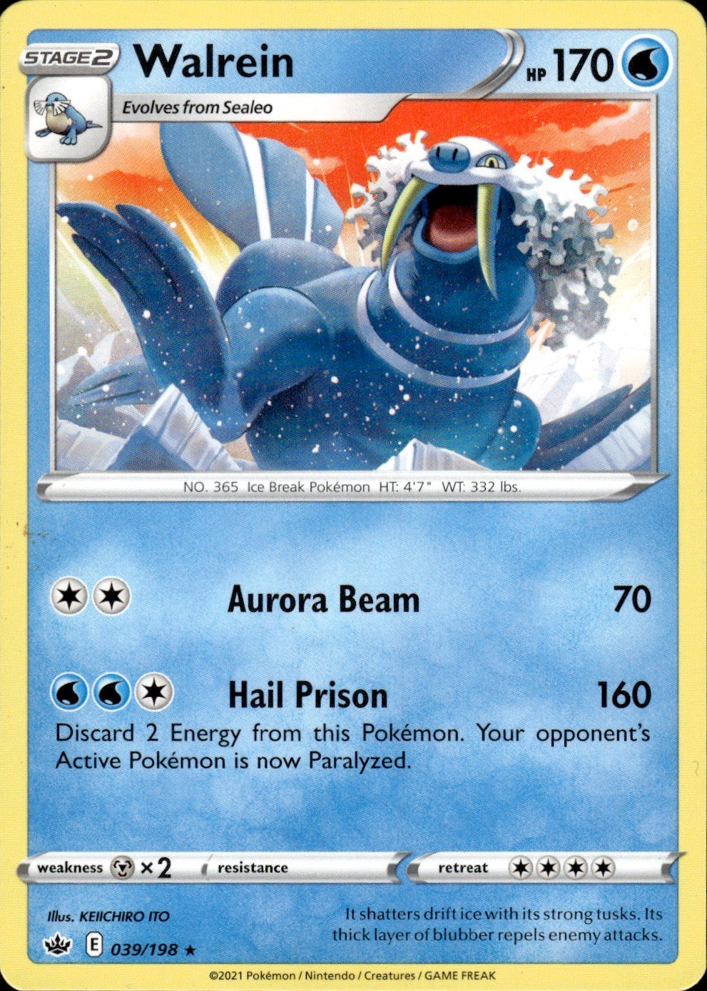 Walrein 039/198 Rare Chilling Reign Pokemon Lightly Played