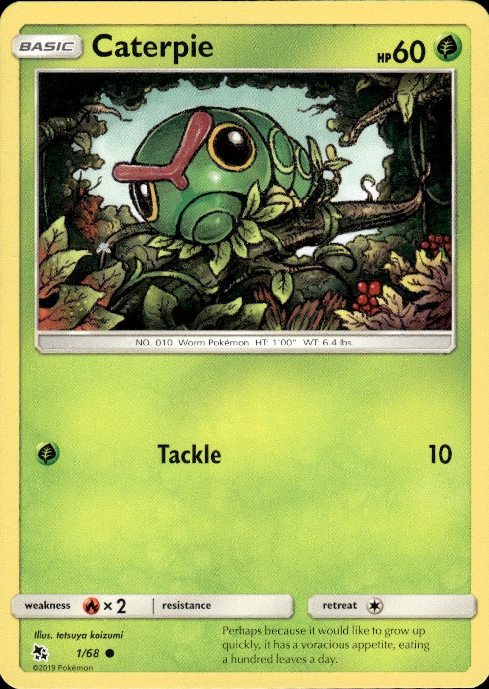 Caterpie 1/68 Common Hidden Fates Pokemon Lightly Played