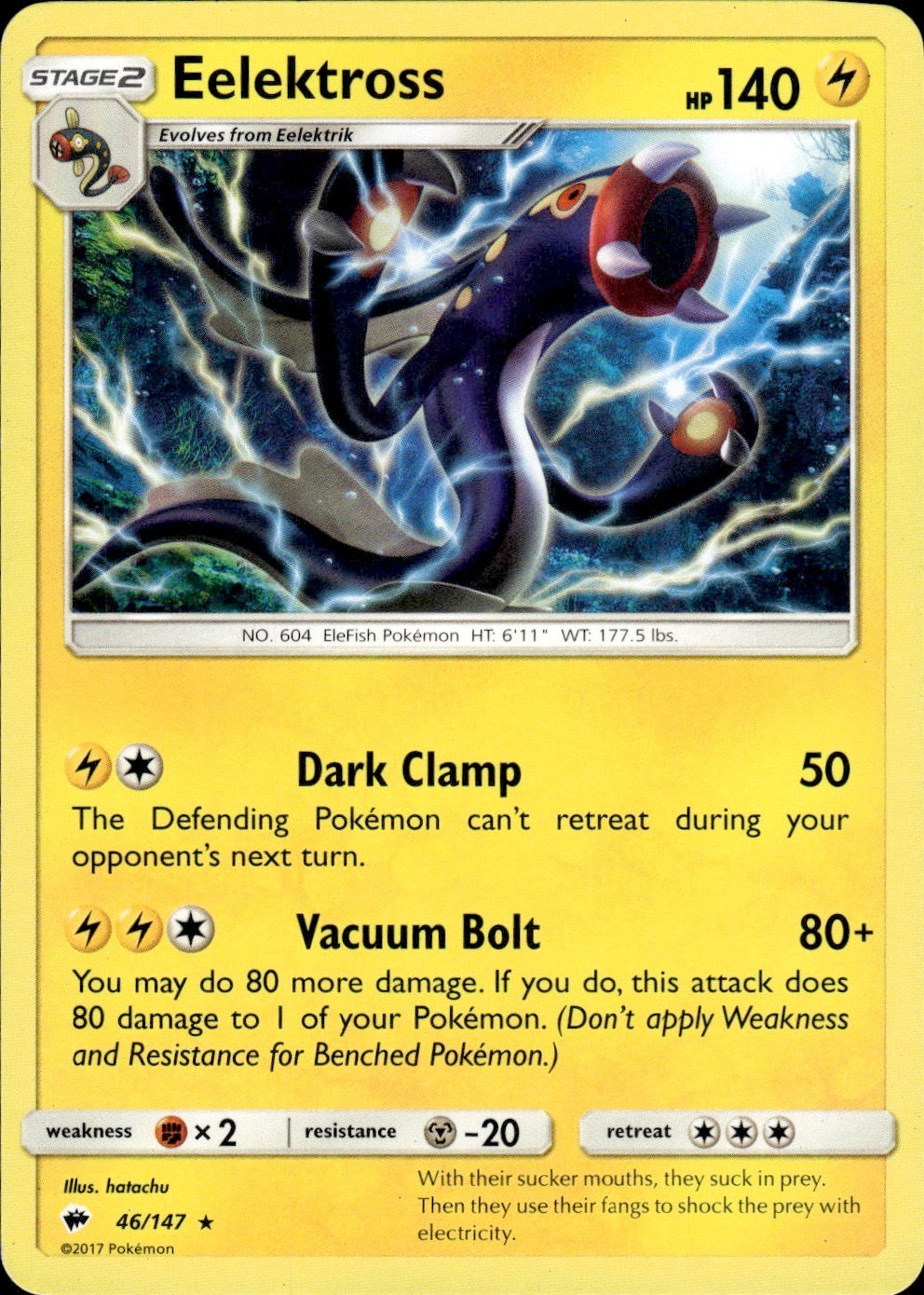 Eelektross 46/147 Rare Burning Shadows Pokemon Lightly Played