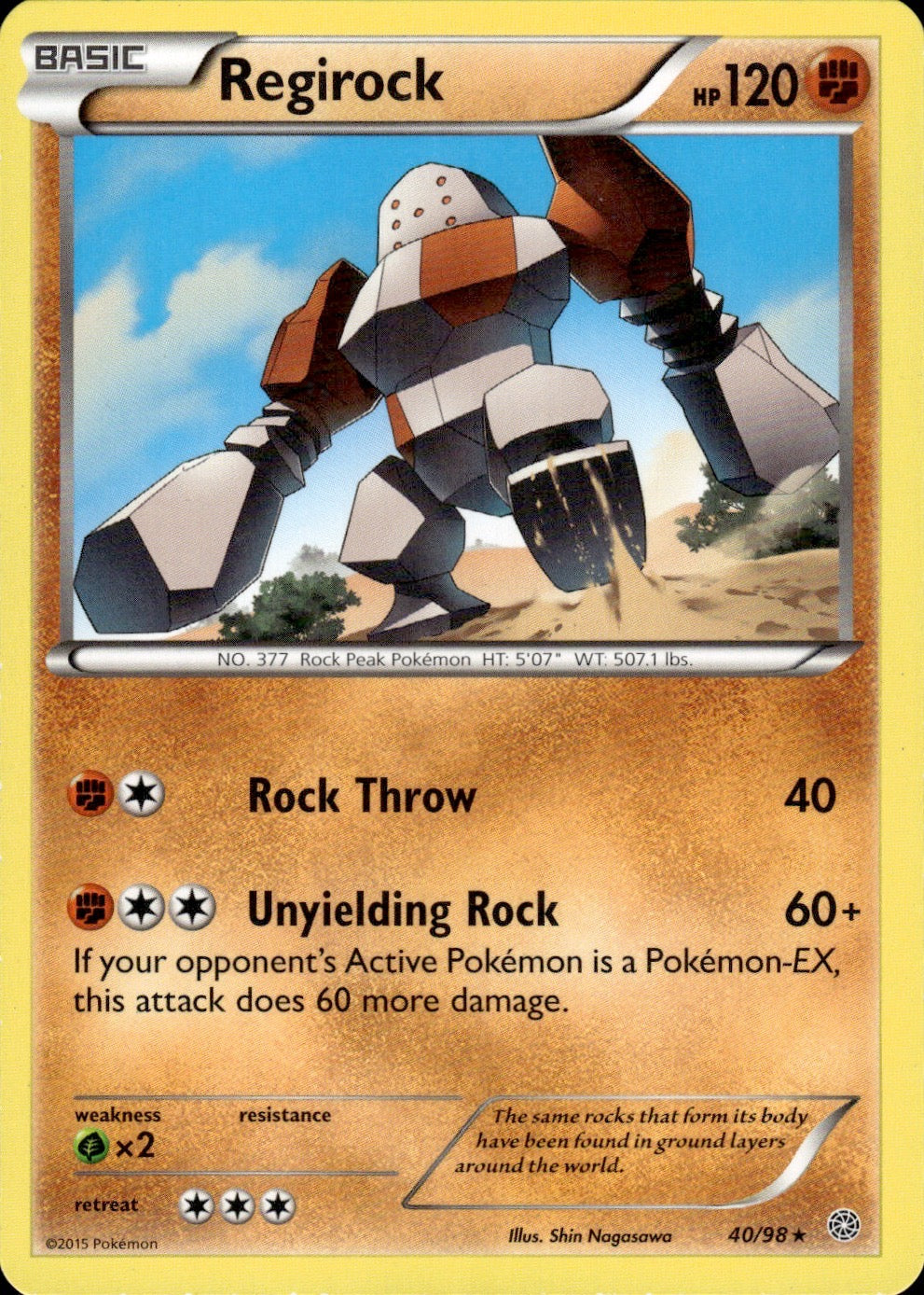 Regirock 40/98 Rare Ancient Origins Pokemon Lightly Played