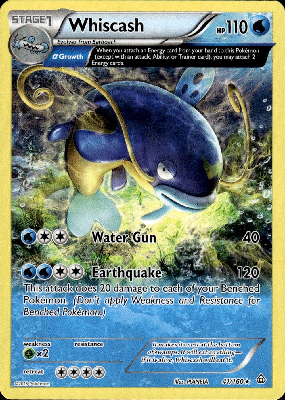 Whiscash 41/160 Rare Primal Clash Pokemon Lightly Played