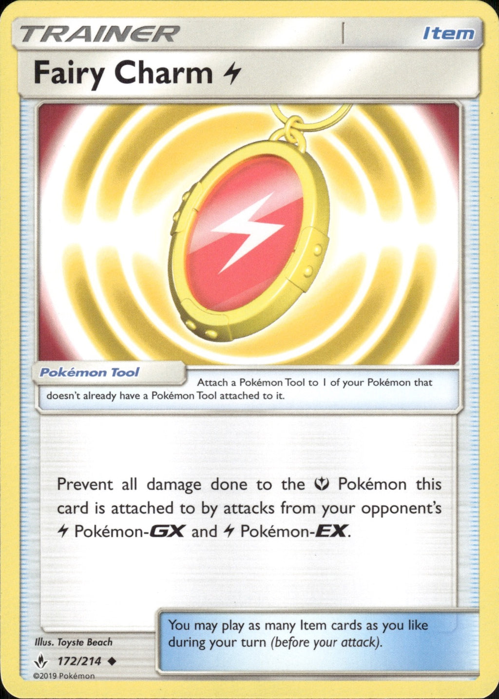 Fairy Charm Lightning 172/214 Uncommon Unbroken Bonds Pokemon Lightly Played