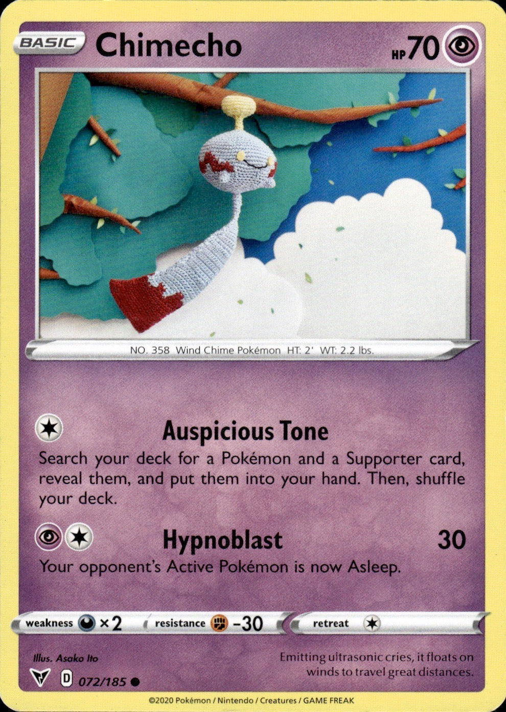 Chimecho 072/185 Common Vivid Voltage Pokemon Lightly Played