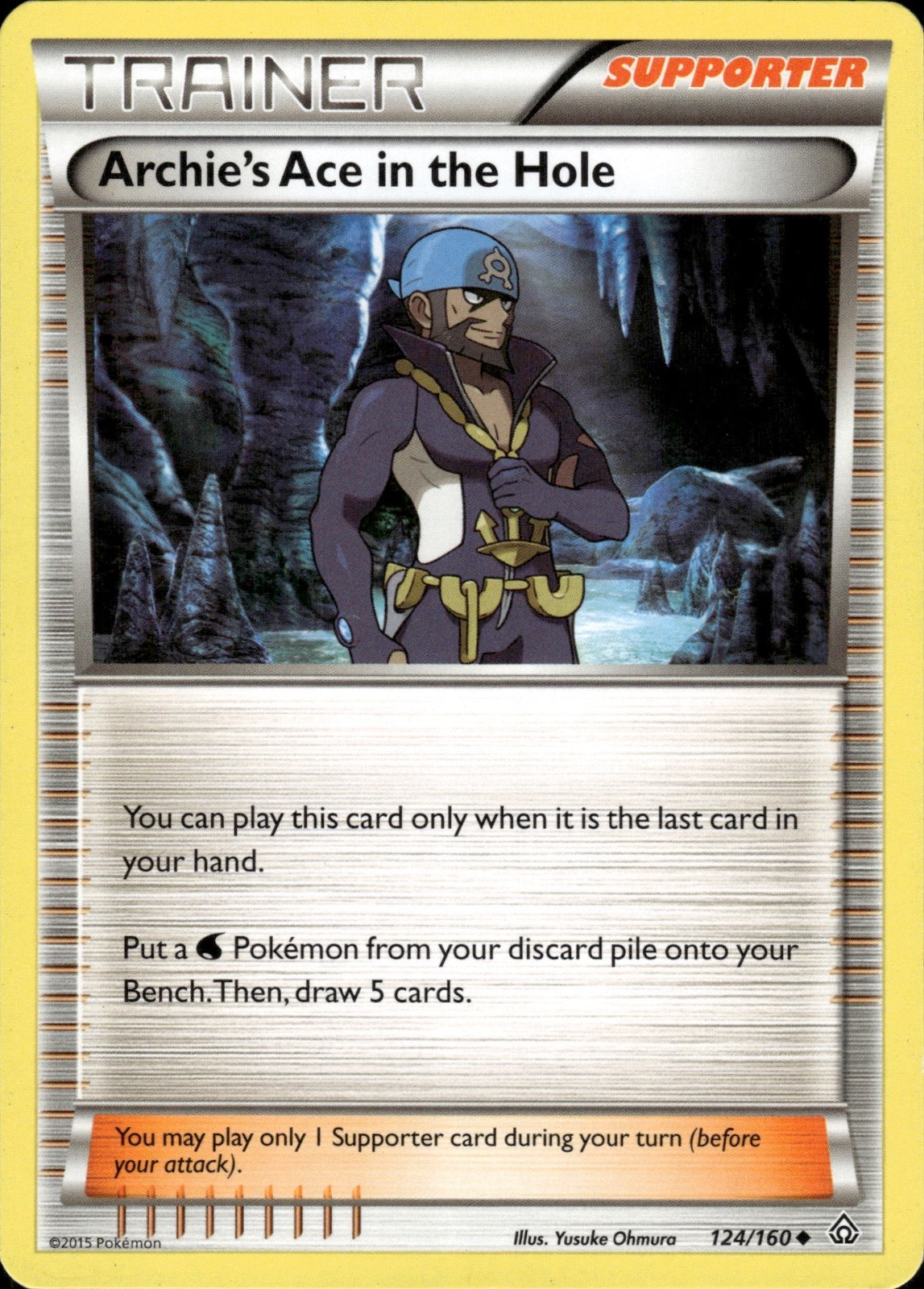 Archie's Ace in the Hole 124/160 Uncommon Primal Clash Pokemon Lightly Played
