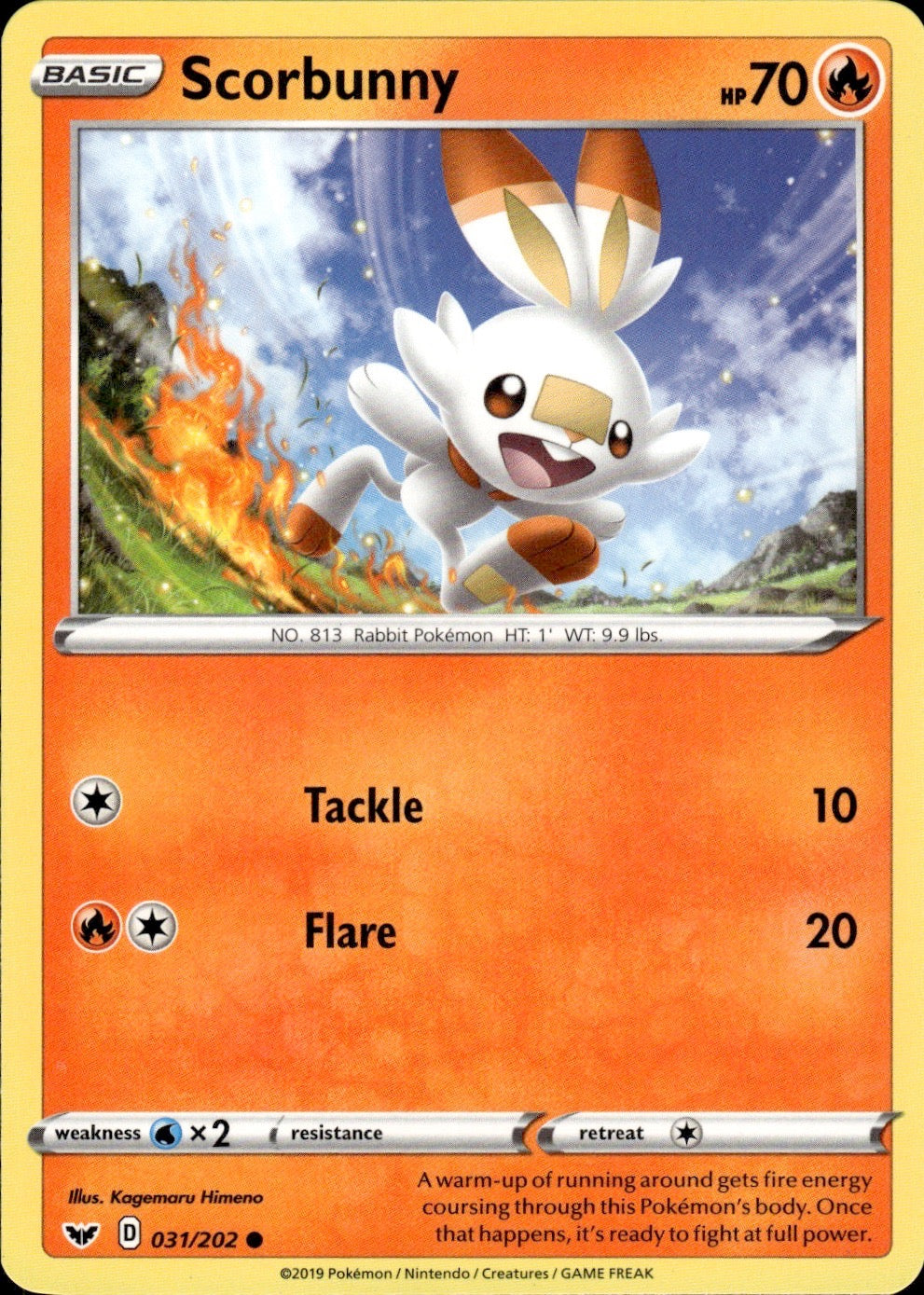Scorbunny 031/202 Common Sword & Shield Pokemon Lightly Played